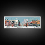 Allentown Pennsylvania Panoramic Painting, Mid Century Modern Framed Canvas Print, Retro Pop Art Travel Poster, Office Art, City Print