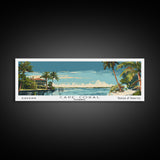 Cape Coral Florida Panoramic Painting, Mid Century Modern Framed Canvas Print, Retro Pop Art Travel Poster, Home Decor, City Print
