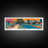 Fort Worth Texas Panoramic Painting, Mid Century Modern Framed Canvas Print, Retro Pop Art Travel Poster, Office Wall Decor