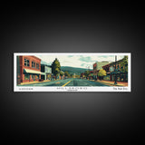 Hillsboro Oregon Panoramic Painting, Mid Century Modern Framed Canvas Print, Retro Pop Art Travel Poster, Office Wall Decor