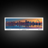 St. Louis Missouri Panoramic Painting, Mid Century Modern Framed Canvas Print, Retro Pop Art Travel Poster, Home and Office Wall Art Decor