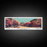 Greensboro North Carolina Panoramic Wall Art, Mid Century Modern Framed Canvas Print, Retro Pop Art Travel Poster, City Art, Living Room Decor, Home Office Decor