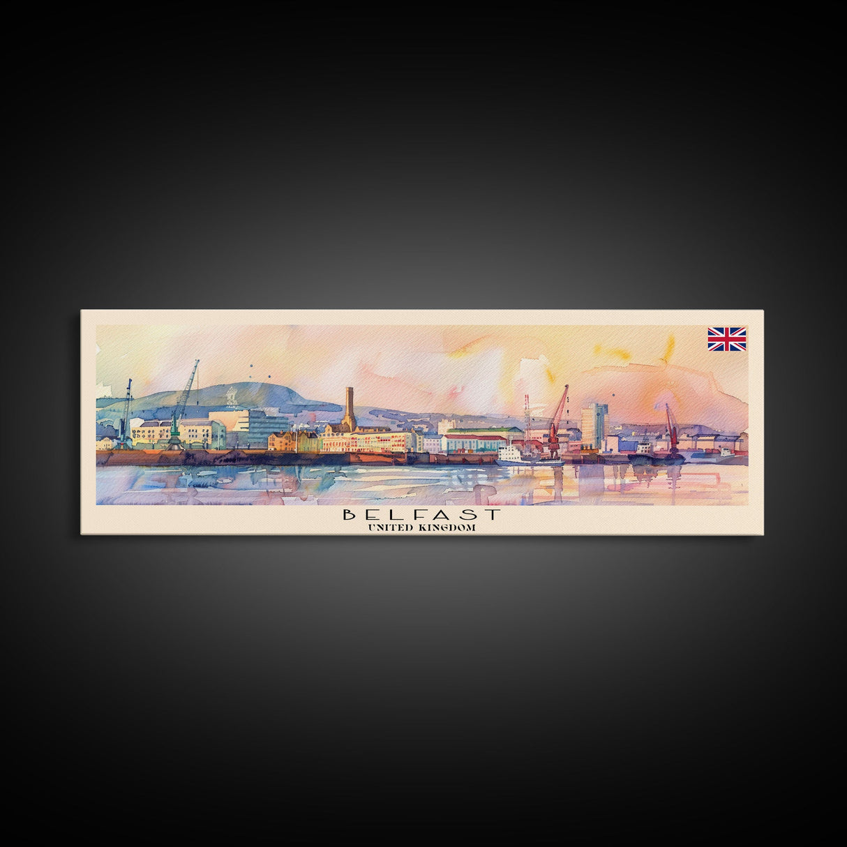 Belfast United Kingdom Travel Print Wall Art, Panoramic City Art, Travel Art, Wall Decor, Vacation Gift, Framed Canvas Print Or Metal Art