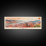 Bilbao Spain Wall Art, Panoramic Travel Poster, Panoramic Framed Canvas Print, City Wall Art, Wall Hanging Home Decor, Travel Art