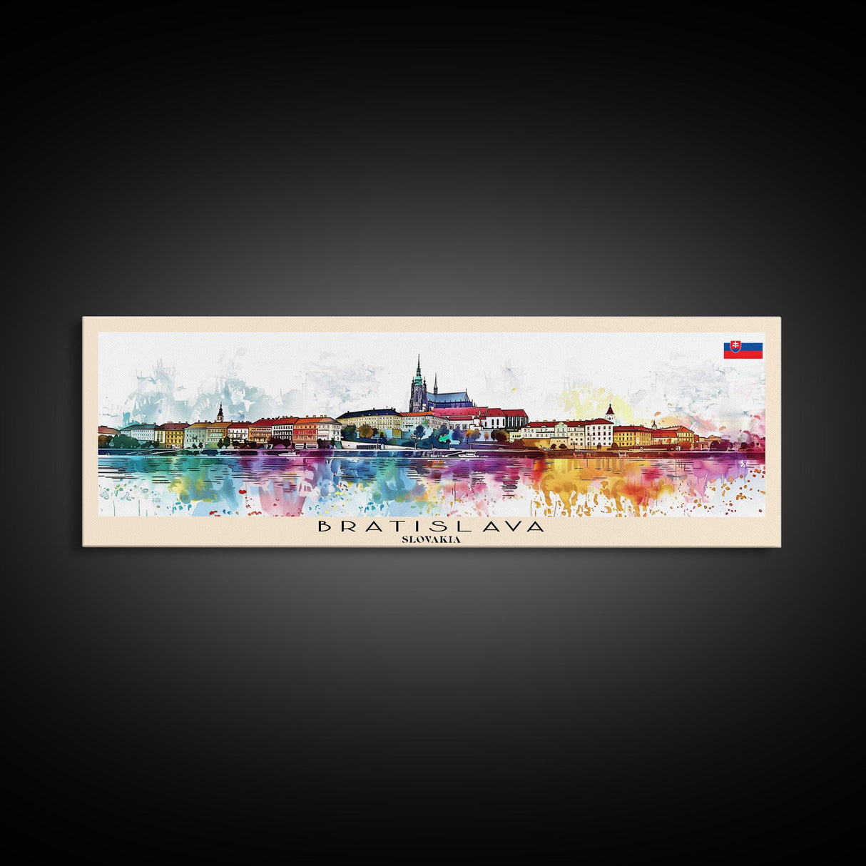 Bratislava Slovakia Wall Art, Panoramic Travel Poster, Panoramic Framed Canvas Print, City Wall Art, Wall Hanging Home Decor, Travel Art