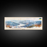 Chernihiv Ukraine Panoramic Travel Poster, Framed Canvas Print or Metal Wall Art, Travel Art, Home Decor, Panoramic Painting, Midcentury Art