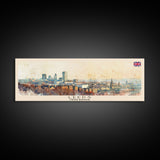 Leeds United Kingdom Panoramic Travel Poster, Framed Canvas Print or Metal Wall Art, Travel Art, Home Decor, Panoramic Painting, Midcentury Art