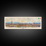 Turin Italy Panoramic Travel Poster, Framed Canvas Print or Metal Wall Art, Travel Art, Home Decor, Panoramic Painting, Midcentury Art