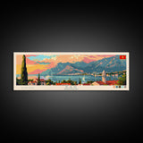 Bar Montenegro Panoramic Travel Poster, Framed Canvas Print or Metal Wall Art, Travel Art, Home Decor, Panoramic Painting, Midcentury Art