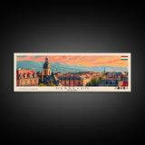 Debrecen Hungary Panoramic Travel Poster, Framed Canvas Print or Metal Wall Art, Travel Art, Home Decor, Panoramic Painting, Midcentury Art