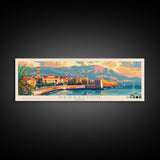 Heraklion Greece Panoramic Travel Poster, Framed Canvas Print or Metal Wall Art, Travel Art, Home Decor, Panoramic Painting, Midcentury Art