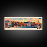 Kaluga Russia Panoramic Travel Poster, Framed Canvas Print or Metal Wall Art, Travel Art, Home Decor, Panoramic Painting, Midcentury Art