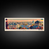 Kharkiv Ukraine Panoramic Travel Poster, Framed Canvas Print or Metal Wall Art, Travel Art, Home Decor, Panoramic Painting, Midcentury Art
