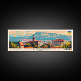 Kutaisi Georgia Panoramic Travel Poster, Framed Canvas Print or Metal Wall Art, Travel Art, Home Decor, Panoramic Painting, Midcentury Art