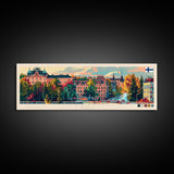 Lahti Finland Panoramic Travel Poster, Framed Canvas Print or Metal Wall Art, Travel Art, Home Decor, Panoramic Painting, Midcentury Art