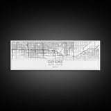 Panoramic Glendale City Map, Arizona Art, Map Print, Minimalist Wall Art, Canvas Art, Housewarming Gift, Street Map Art, Closing Gift