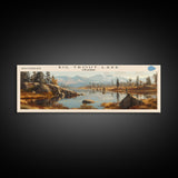 Big Trout Lake Framed Canvas Print, Lake House Art, Panoramic Scenic View, Travel Poster, Minimalist Wall Art, Lake Painting