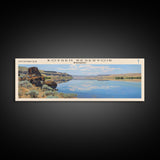 Boysen Reservoir Wyoming Framed Canvas Print, Lake House Art, Panoramic Wall Art, Travel Poster, Minimalist Lake Painting, Home Decor