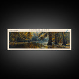 Caddo Lake Louisiana Framed Canvas Print, Lake House Decor, Panoramic Wall Art, Travel Poster, Rustic Lake Painting, Nature Art