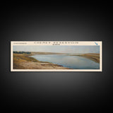 Cheney Reservoir Kansas Framed Canvas Print, Panoramic Lake House Decor, Wide Wall Art, Travel Poster, Rustic Lake Painting, Home Decor