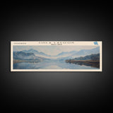 Chila Lagoon Framed Canvas Print, Panoramic Lake House Decor, Wide Wall Art, Travel Poster, Rustic Lake Painting, Home Decor