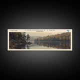Cormorant Lake Framed Canvas Print, Lake House Decor, Panoramic Wide Art, Travel Poster, Rustic Lake Painting, Home Decor