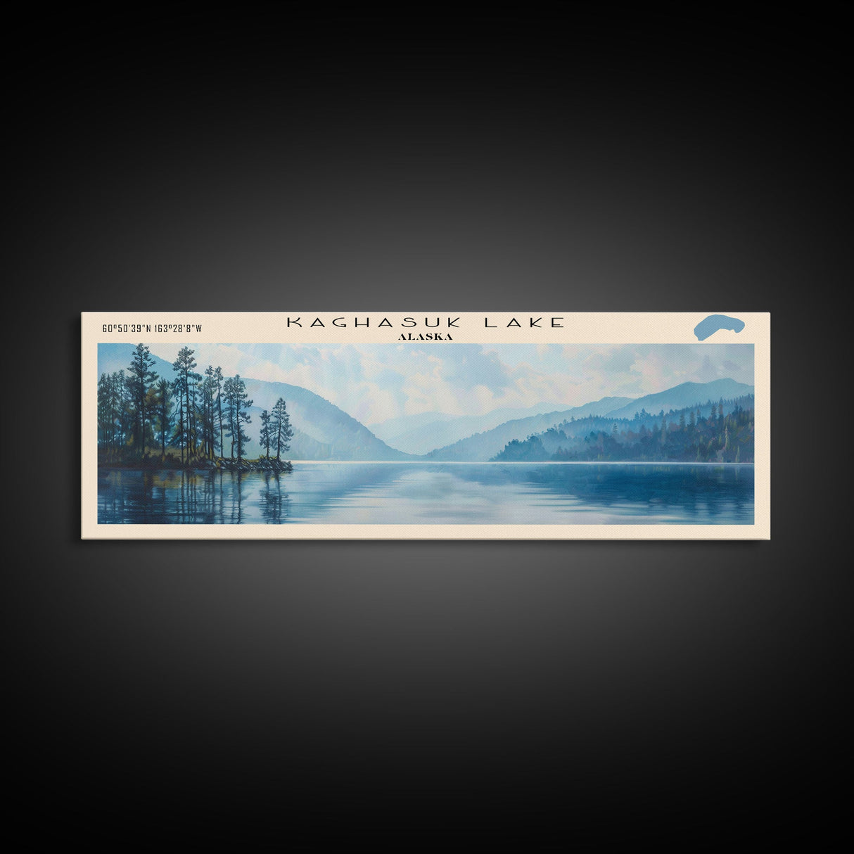 Kaghasuk Lake Framed Canvas Print, Panoramic Lake House Decor, Wall Art, Travel Poster, Stunning Lake Painting, Nature Art
