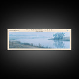 Keystone Lake Oklahoma Framed Canvas Print, Panoramic Lake House Decor, Wall Art, Travel Poster, Serene Lake Painting, Nature Art