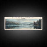 Lake Saint Catherine, Boho Art, Scenic Landscape, Travel Poster Art, Wall Art, Home Decor, Nature Scene, Lake Painting, Minimalist Art, Living Room Decor, Travel Print, Framed Canvas Print, Lake House Decor, Panoramic Print