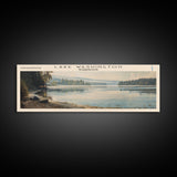Lake Washington Framed Canvas Print, Lake House Decor, Panoramic Wall Art, Travel Poster, Scenic Landscape Painting, Bedroom Decor