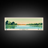 Big Barbee Lake Indiana Framed Canvas Print, Panoramic Travel Poster, Midcentury Modern Wall Art, Pop Art, Nature Living Room Art, Lake House Decor