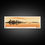 Big Spirit Lake Iowa Framed Canvas Print, Panoramic Wall Art, Midcentury Modern, Pop Art, Travel Poster, Scenic Lake House Art, Bedroom Decor