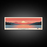 Boysen Reservoir Wyoming Framed Canvas Print, Panoramic Travel Poster, Midcentury Modern Wall Art, Pop Art, Nature Bedroom Decor, Scenic Lake House Art