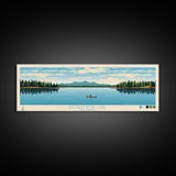 Broken Bow Lake Oklahoma Framed Canvas Print, Pop Art Panoramic Travel Poster, Midcentury Modern, Wall Art, Scenic Nature Painting, Bedroom Decor