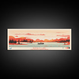 Buffalo Lake Northwest Territories Framed Canvas Print, Pop Art Panoramic Travel Poster, Midcentury Modern, Wall Art, Scenic Nature Painting, Bedroom Decor