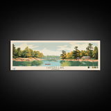 Carters Lake Georgia Framed Canvas Print, Pop Art Panoramic Travel Poster, Midcentury Modern, Wall Art, Scenic Nature Painting, Bedroom Decor, Living Room Art