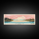 Clear Springs Lake Mississippi Framed Canvas Print, Pop Art Panoramic Travel Poster, Midcentury Modern, Wall Art, Scenic Nature Painting, Bedroom Decor, Living Room Art