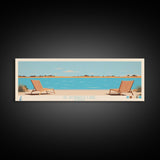 El Dorado Lake Kansas Framed Canvas Print, Panoramic Wall Art, Midcentury Modern, Pop Art, Living Room Art, Travel Poster, Vintage Lake Art