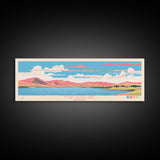 Fort Peck Lake Montana Framed Canvas Print, Panoramic Wall Art, Midcentury Modern, Pop Art, Bedroom Decor, Travel Poster, Nature Art, Artistic Decor