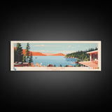Gordon Lake Alberta Framed Canvas Print, Panoramic Art, Midcentury Modern, Pop Art, Bedroom Decor, Travel Poster, Artistic Decor, Home Decor