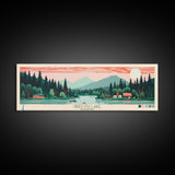 Griffith Lake Vermont2 Framed Canvas Print, Panoramic Art, Midcentury Modern, Pop Art, Bedroom Decor, Travel Poster, Artistic Decor, Home Decor