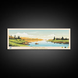 Horton Lake Northwest Territories Framed Canvas Print, Panoramic Art, Midcentury Modern, Pop Art, Living Room Decor, Travel Poster, Lake House Decor