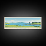 Jamestown Reservoir North Dakota Framed Canvas Print, Panoramic Art, Midcentury Modern, Pop Art, Living Room Decor, Travel Poster, Artistic Home Decor