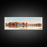 Jordan Lake North Carolina Framed Canvas Print, Panoramic Art, Midcentury Modern, Pop Art, Lake House Decor, Travel Poster, Living Room Art