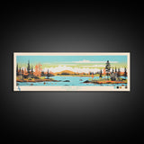 Kasba Lake Nunavut Framed Canvas Print, Panoramic Wall Art, Midcentury Modern, Pop Art, Bedroom Decor, Travel Poster, Home Decor