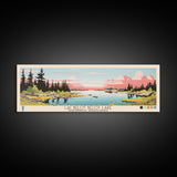 Lac Belot Northwest Territories Framed Canvas Print, Panoramic Wall Art, Midcentury Modern, Pop Art, Lake House Art, Travel Poster, Living Room Decor