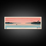 Lake Apopka Florida Framed Canvas Print, Panoramic Art, Midcentury Modern, Pop Art, Living Room Wall Art, Travel Poster, Lake House Decor