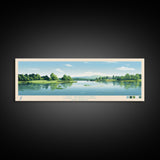 Lake Hopatcong New Jersey Framed Canvas Print, Panoramic Wall Art, Midcentury Modern, Pop Art, Lake House Decor, Travel Poster, Living Room Art