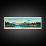 Lake Pend Oreille Idaho Framed Canvas Print, Panoramic Wall Art, Midcentury Modern, Pop Art, Living Room Decor, Travel Poster, Lake House Art