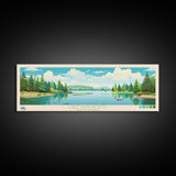 Lake Wentworth, New Hampshire Panoramic Wall Art Framed Canvas Print, Midcentury Modern, Pop Art, Home Decor, Travel Poster, Living Room Art